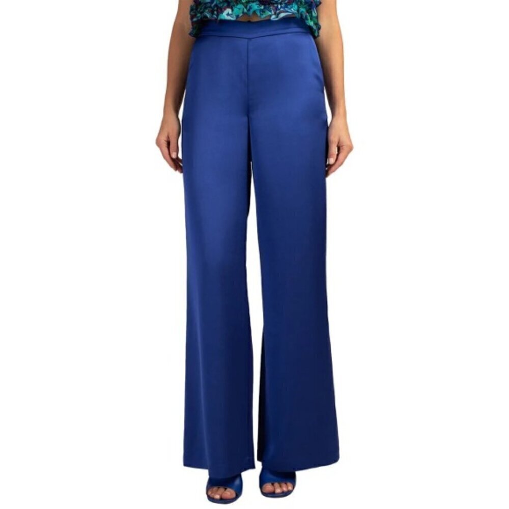 Trina Turk 'Ines' Poly-Satin Wide-Leg Pants, Majorelle Blue